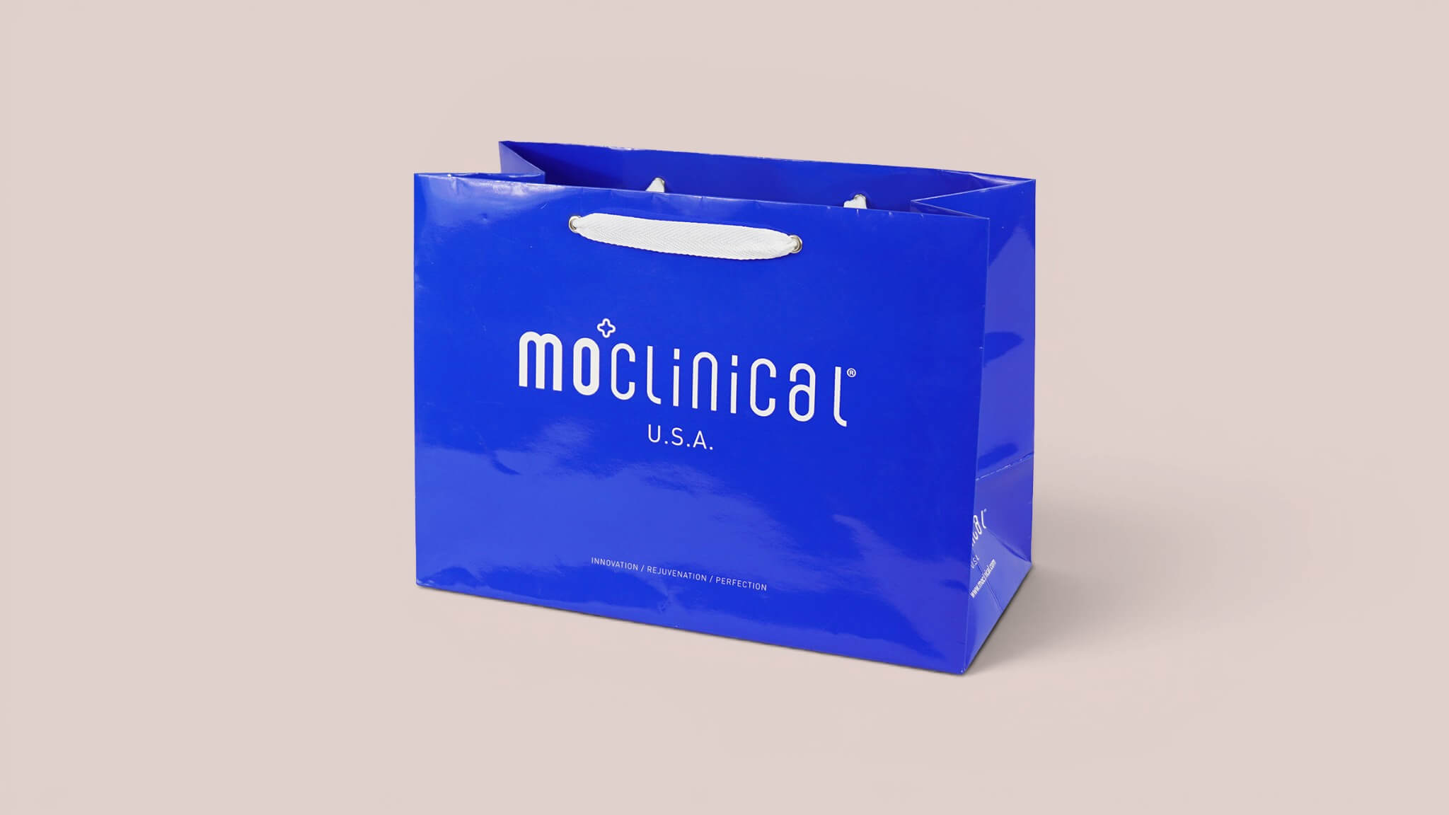 Gloss laminated coated paper bag with one-color full-bleed printing