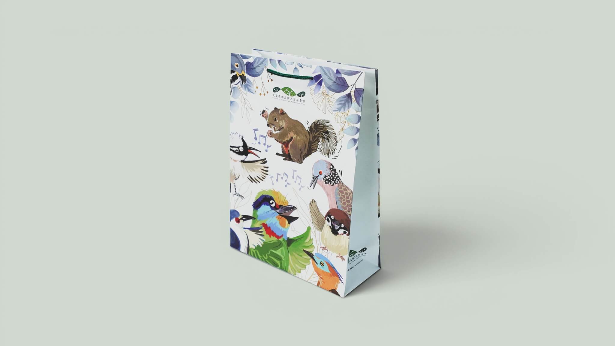 White kraft paper bag with full-color printing