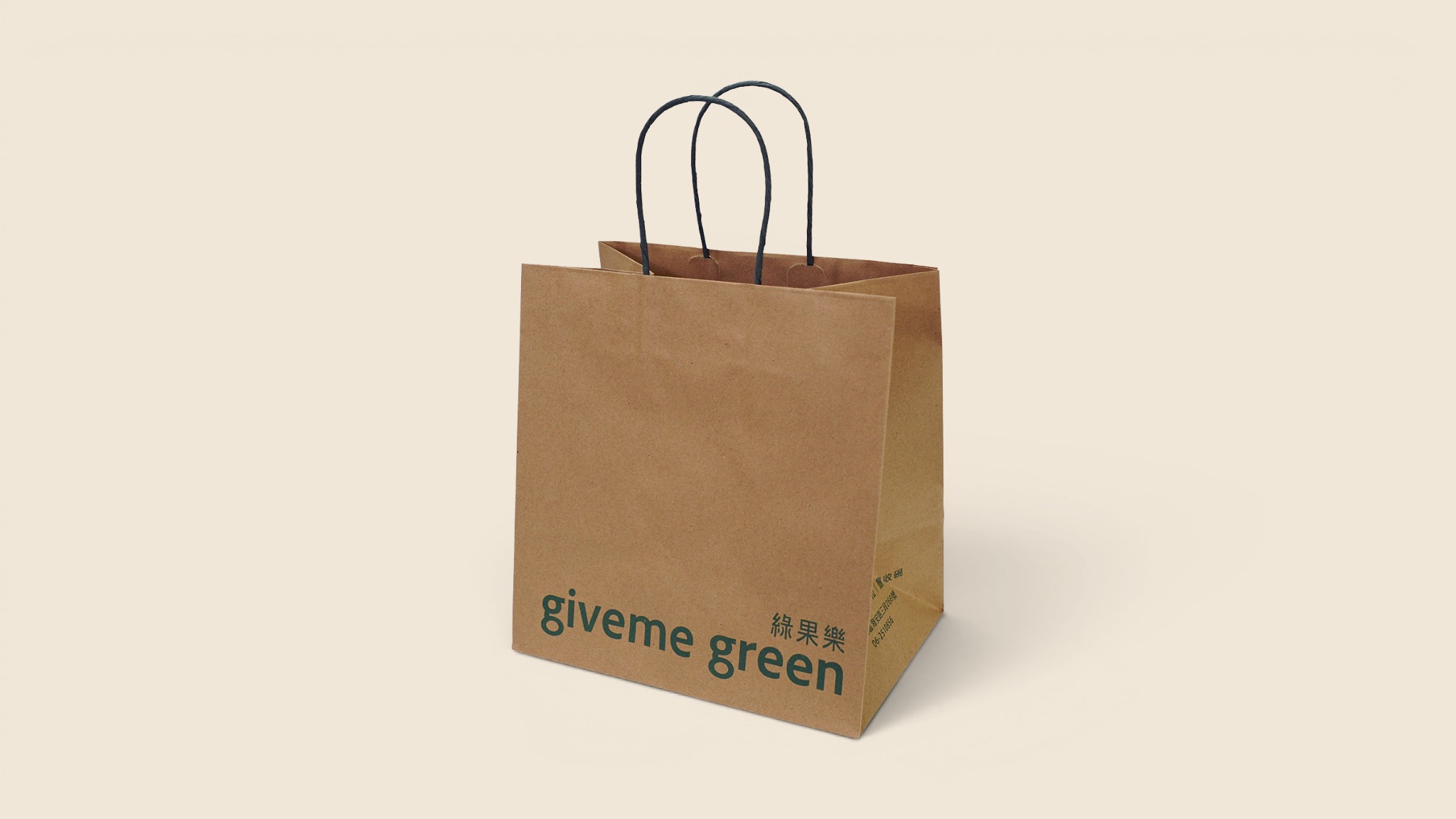 Kraft paper bag with twisted paper handle